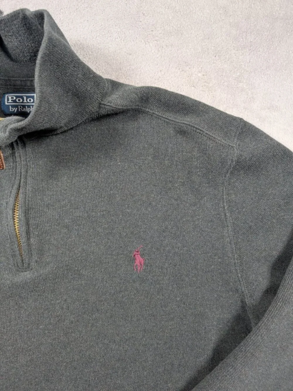 Polo By Ralph Lauren Sweater Mens Medium Gray Mock Neck Casual Business - Picture 3 of 8